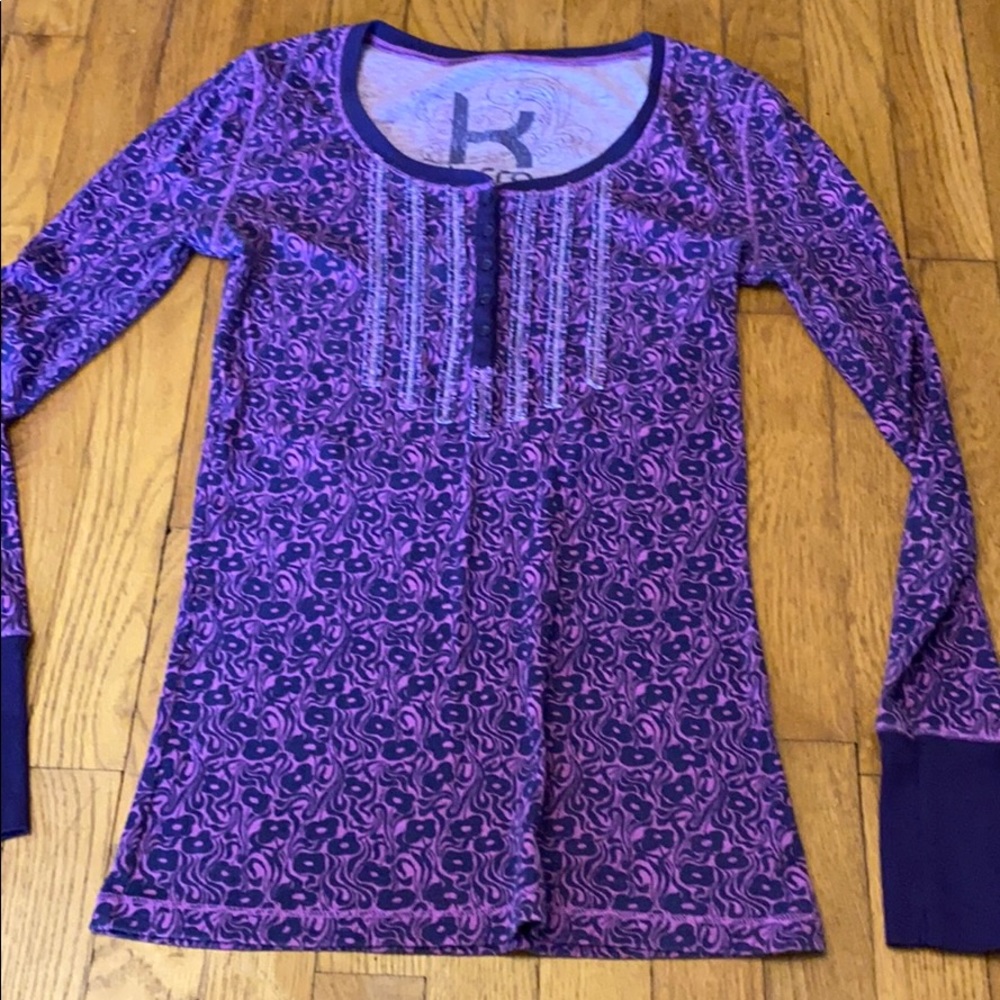 Kirra Purple Patterned Long Sleeve Tee